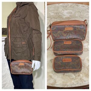 Contessa Da Vinci Paisley Print Faux Leather Crossbody & 2 Matching Clutches